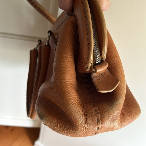 FENDI Selleria Doctor Bag pebbled leather 🇮🇹 PRE-LOVED Caramel - Picture 12 of 14